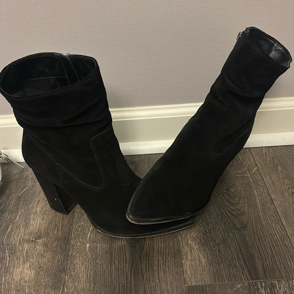 Black suede booties